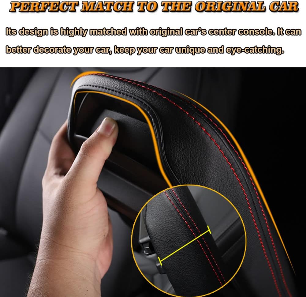 BOYOUS Car Armrest Cover Waterproof Center Console Pad Covers Scratch Resistance Leather Protector Interior Decoration Accessories Fit for Cadillac XT5 2016-2026 XT6 2020-2026（Black Stitches）