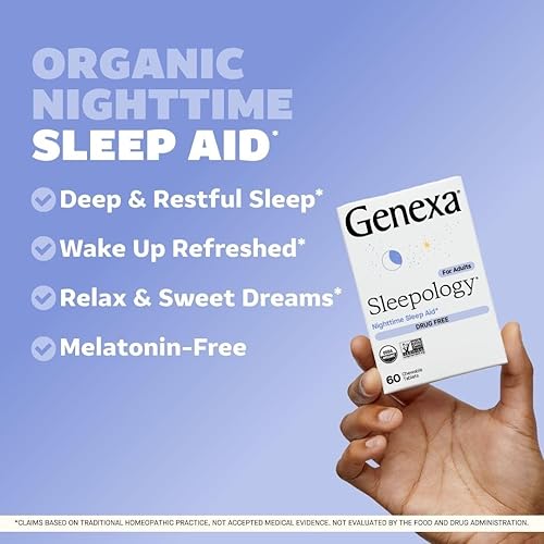 Vista 2 de Genexa Sleepology® Ayuda para dormir nocturna, 60 tabletas, ayuda para dormir por la noche para ayudarte a conciliar el sueño, despertar renovado