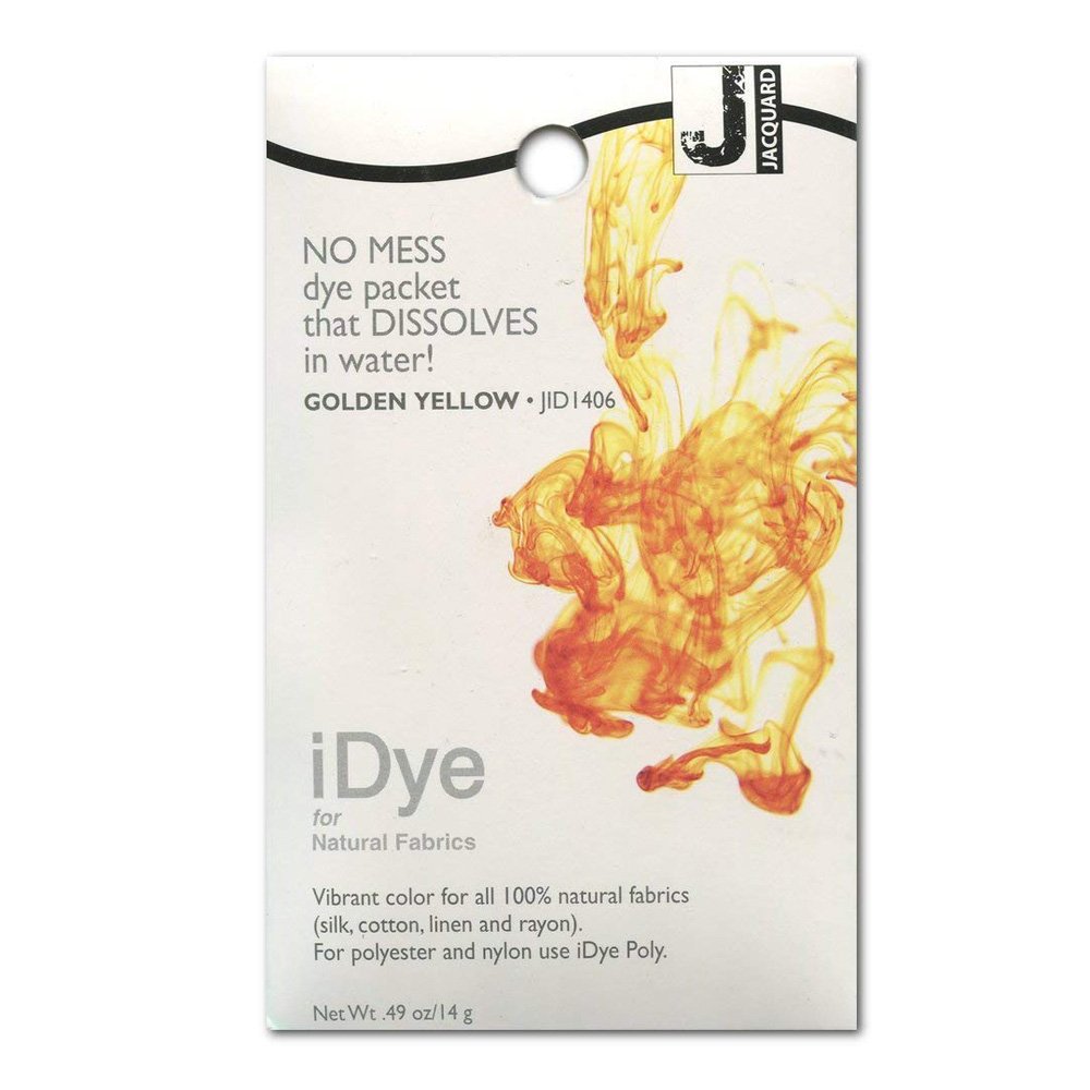 Jacquard iDYE Golden Yellow Fabric Dye for Natural Fibres, Polyester & Nylon, Permanent Clothing Colour, Easy Hot Water Textile Application, Garment Upcycling14g Packet