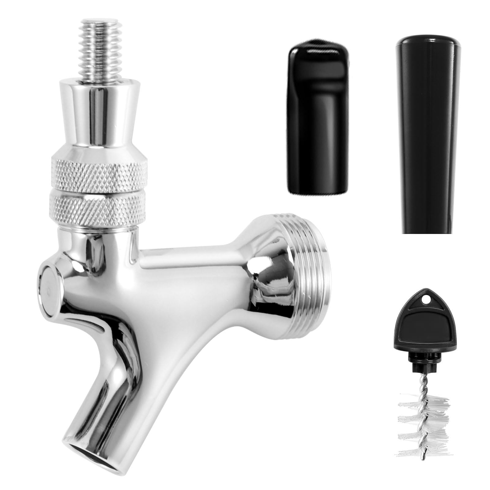 HGKEKE Beer Faucet Beer Tap for Kegs Kegerator Draft Beer Tower, Classic & Standard American Keg Beer Faucet with Kegerator Tap Plug (Stainless Steel Core & Brass Body)