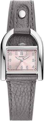 Fossil Harwell - Reloj de tres manos de acero inoxidable y cuero ecológico para mujer