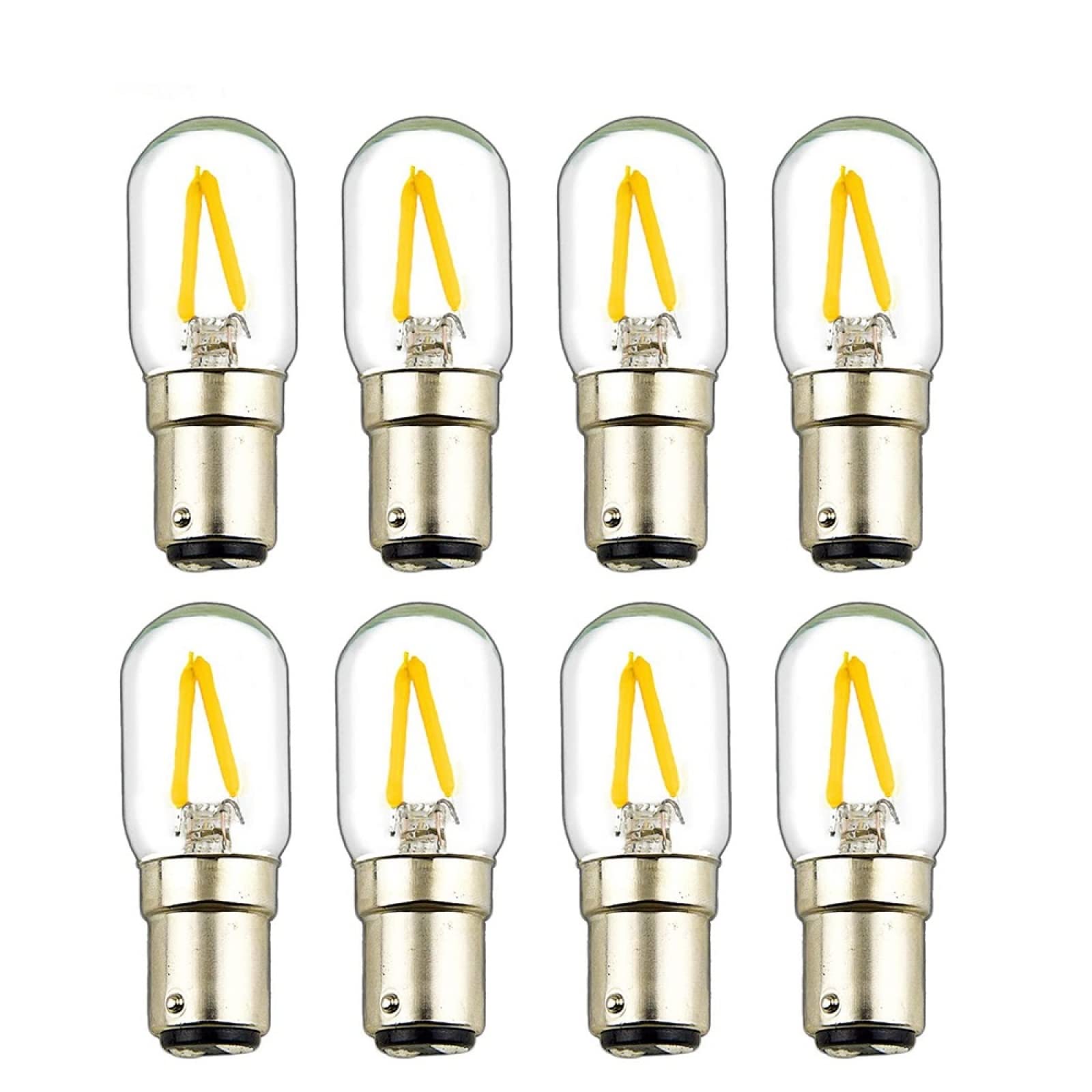 8 PZ Ba15d Ha Condotto La Lampadina 2 W Equivalente 15 W Piccola Base A Baionetta Luce Bianco Caldo 3000 K Macchina Frigorifero Fornello Lampada Classe Energetica A++,Bianco caldo 3000K,2W