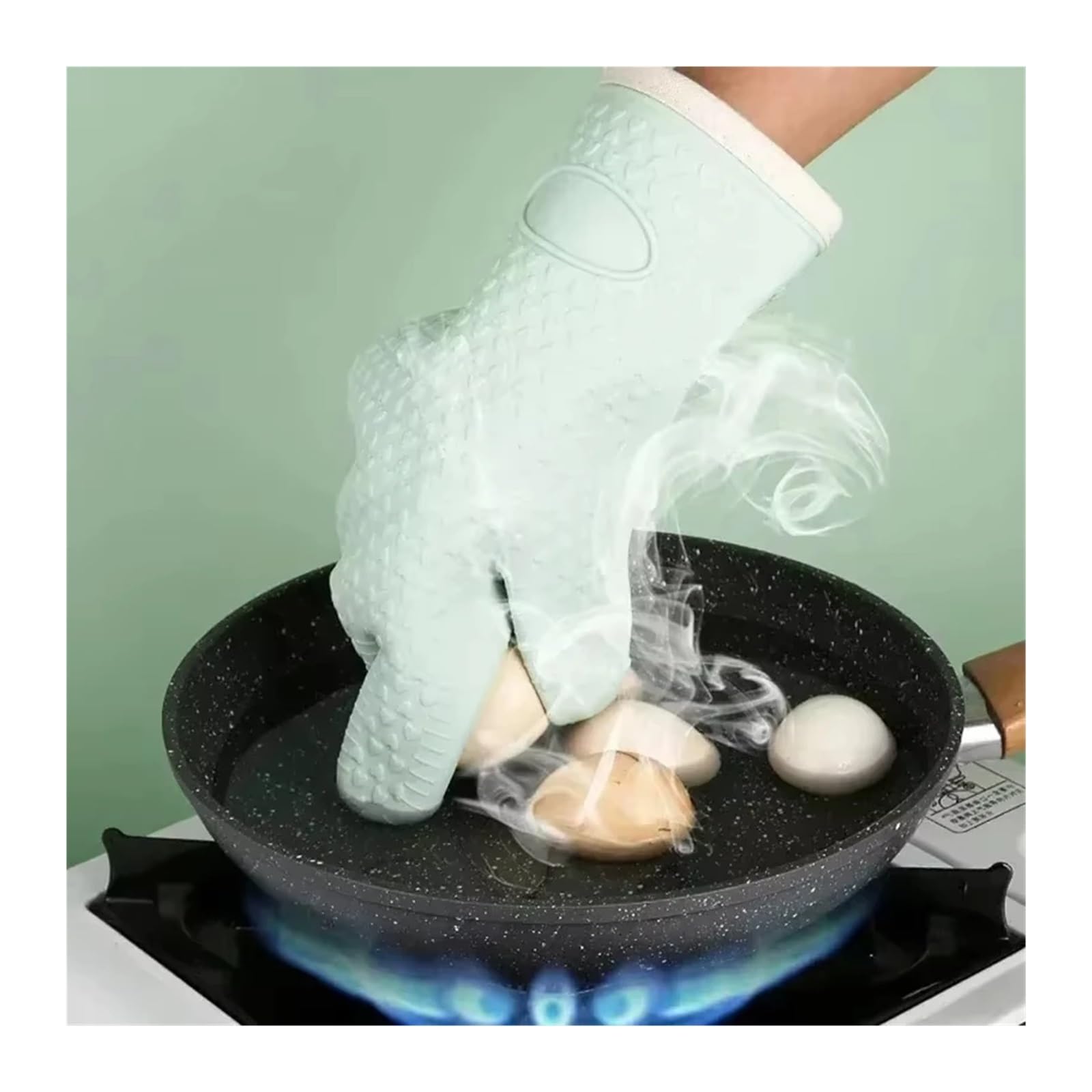Guanto da forno e presina in silicone resistente al calore con impugnatura antiscottatura Guanti foderati in morbido cotone impermeabile for pentole calde(6 pcs)