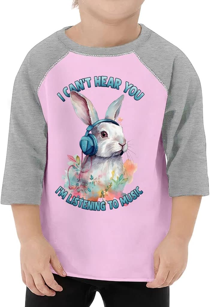 Watercolor Rabbit Toddler Baseball T-Shirt - Themed 3/4 Sleeve T-Shirt - Watercolor Kids' Baseball Tee