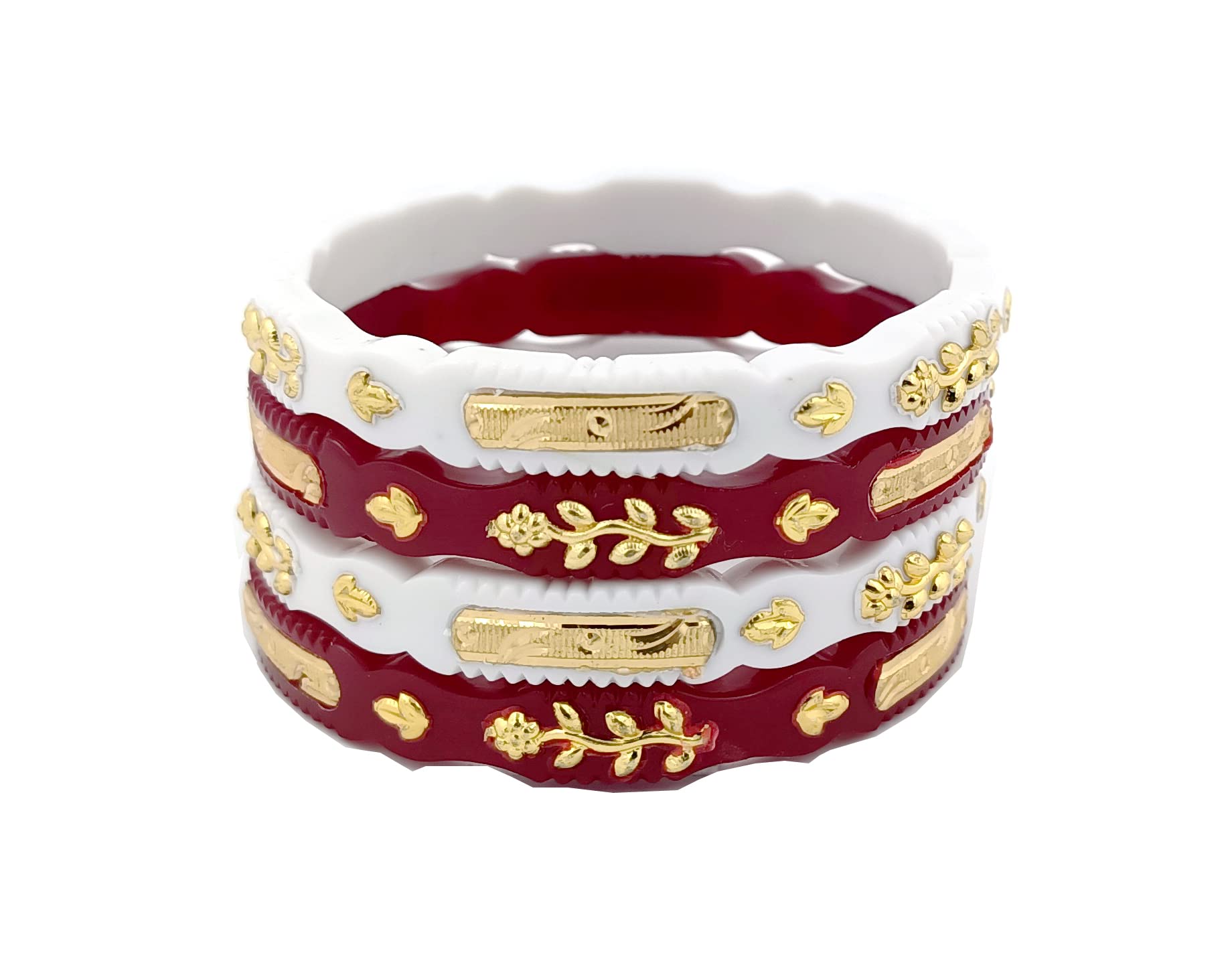 JILL FASHION Plastic Gold Plated Shakha Pola Bangle Set for Women (Pari Red & White) (2.8) (B0BQ525LZ9) Amazon Price History, Amazon Price Tracker