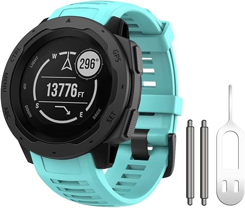 NotoCity Instinct Band, Soft Silicone Replacement Watch Strap for Garmin Instinct 2/Solar Sports GPS Smartwatch With Adapter Tools Verde (Mint