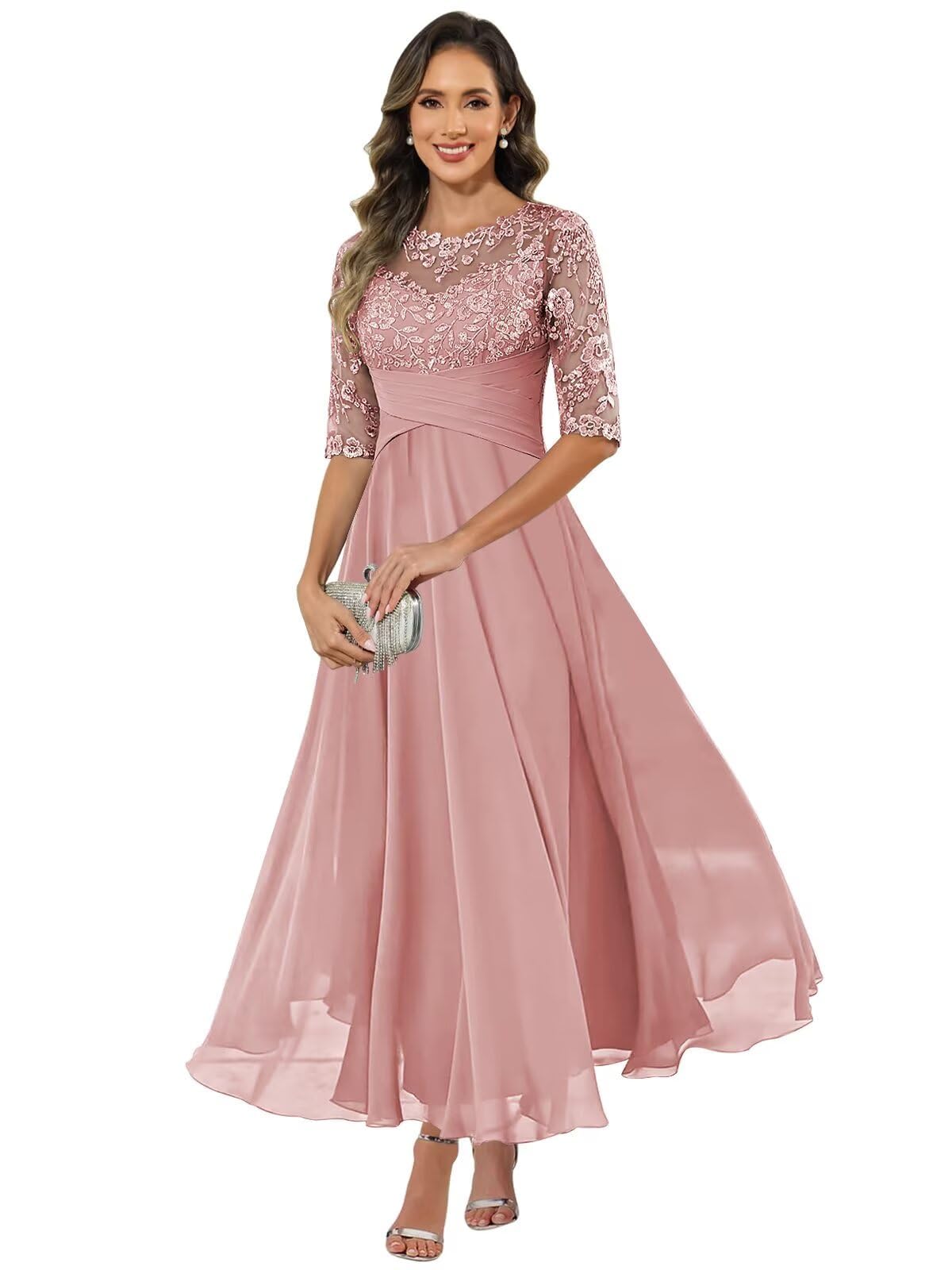 JAEDEN Abendkleider für Hochzeitsgäste Damen Spitze Brautmutterkleider A-Linie Festliche Kleid