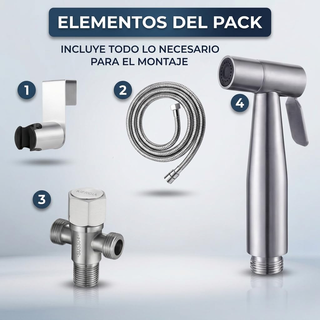 Ducha higencia para wc - bidet para wc - incluye todo lo necesario para su montaje - sistema de montaje facil - Ducha bidet - ducha inodoro