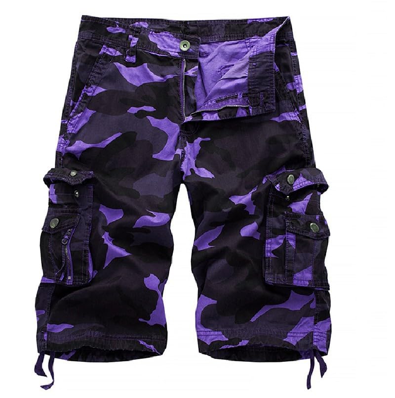 Men's Cargo Shorts, Multi-Pocket Camouflage Design, Cotton, Outdoor Casual Style No Belt