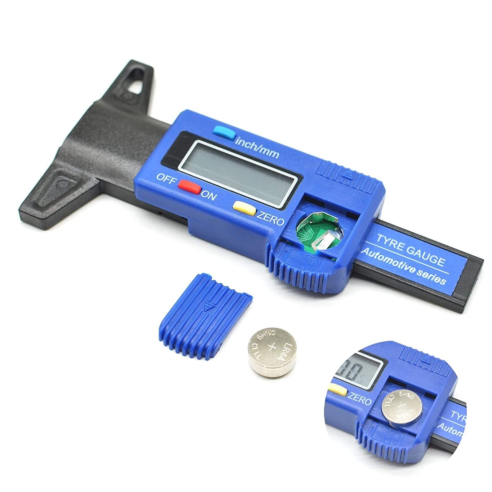Misuratore di profondità del battistrada, Strumento Digitale for misurare la Filettatura dei Pneumatici Display LCD Tester for Pneumatici con conversione in Pollici e MM di 0-1 Pollici (Color :