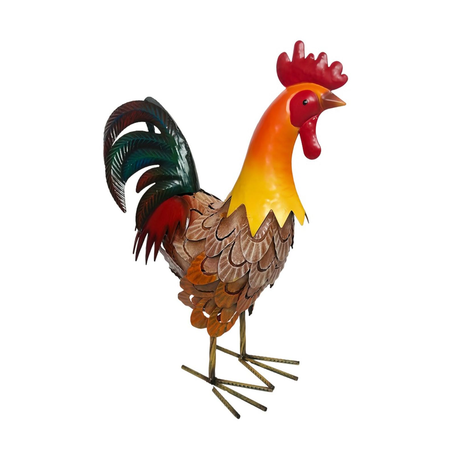 Msioytog Eye Catching Iron Rooster Figure Sculpture for Courtyard Lawns Terraces and Hotel Decoration with Detailed Artistic Design Decorative Garden Rooster Figurine