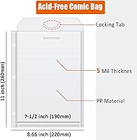Vista 4 de Bolsas de cómics, fundas para libros de cómics, 12 bolsas protectoras de cómics