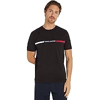 Tommy Hilfiger Uomo T-Shirt Maniche Corte Scollo Rotondo, Nero (Black)