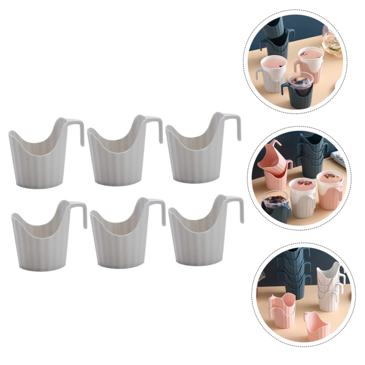 Cabilock 6pcs Anti-scalding Cup Holder Disposable Coffee Cup Sleeve for Home Office and Parties Portable Plastic Holder with Smooth Edges and Fit