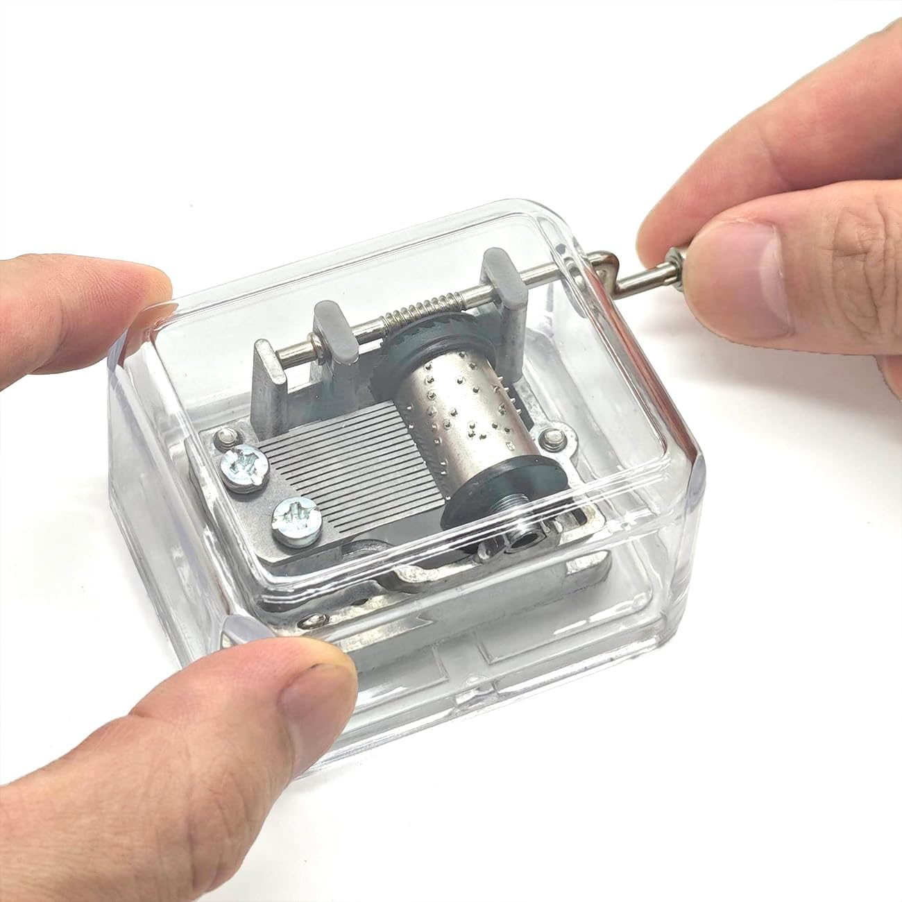 Hand Crank Music Box- 18 Note Acrylic Music Box Mechanism Musical Gadget