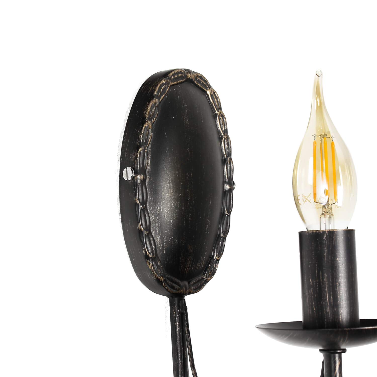Applique per interni Wioletta Lampada da parete marrone con design a candelabro in metallo stile antico E14 salotto corridoio