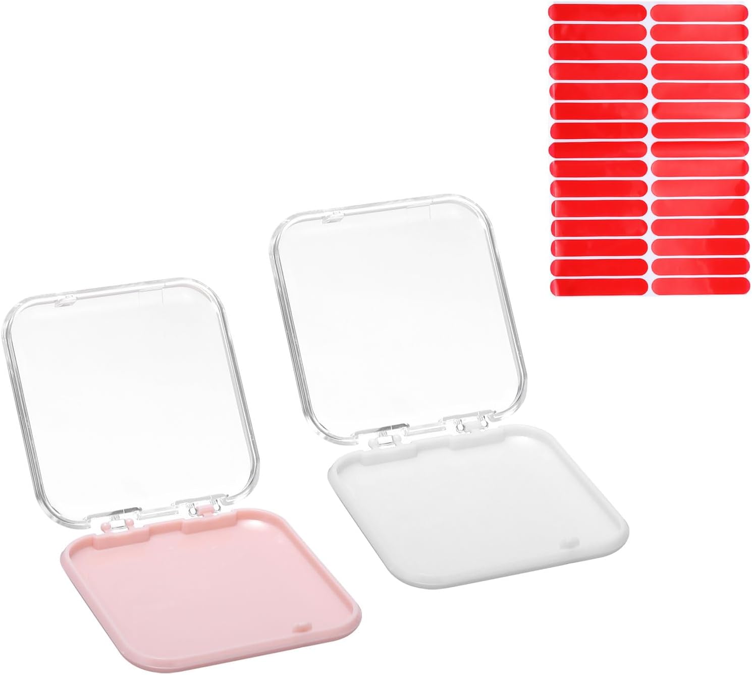 2 Pcs Press on Nail Storage Box with Adhesive Double Sided Tape, Acrylic Nail Display Box for Nail Salon Home Storage Supplies, Clear/Pink