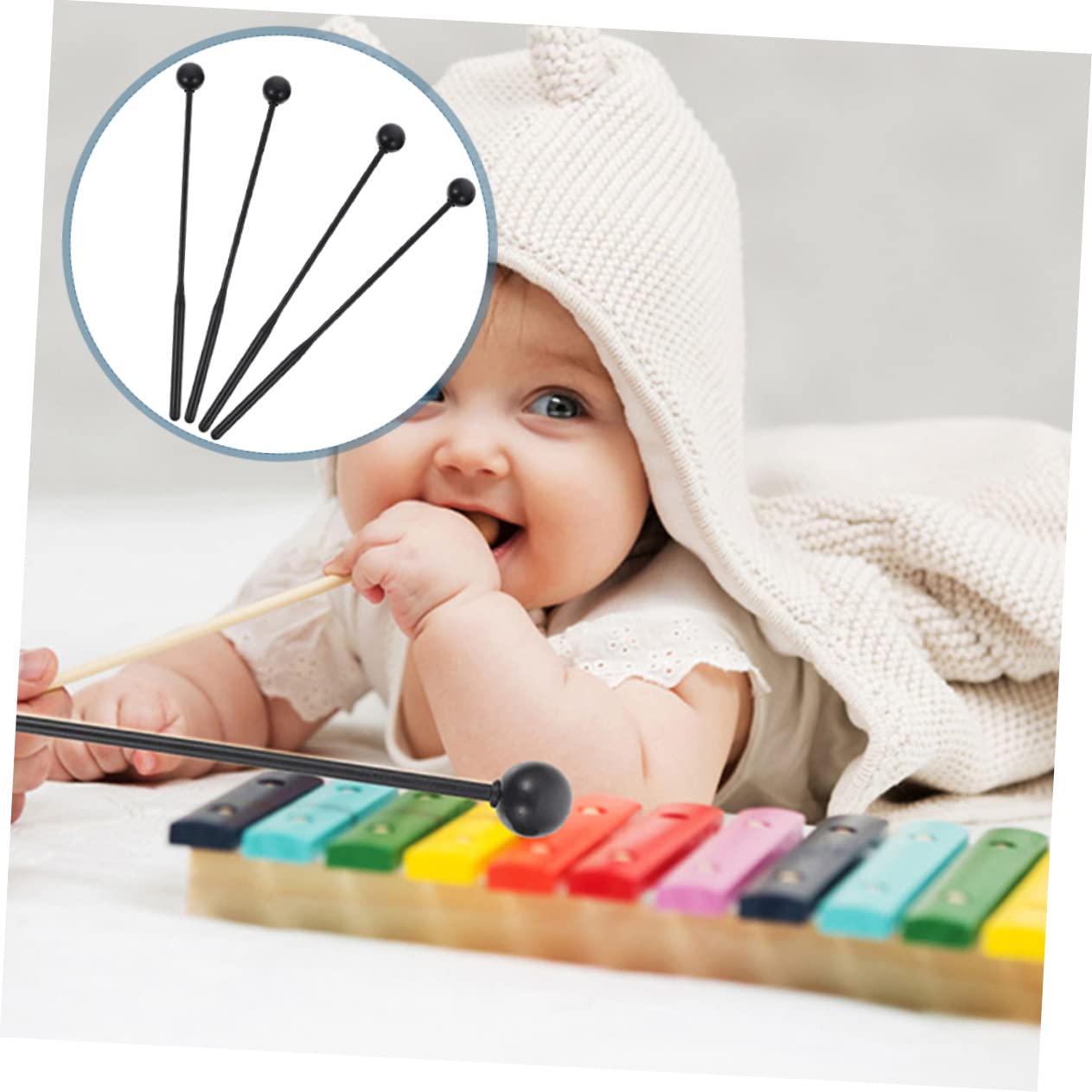 VICASKY 8pares Mallets De Percusión De Goma Para Xilófono y Marimba De Baquetas De Música Instrumento De Percusión y Práctico Para Estudiantes y Profesionales