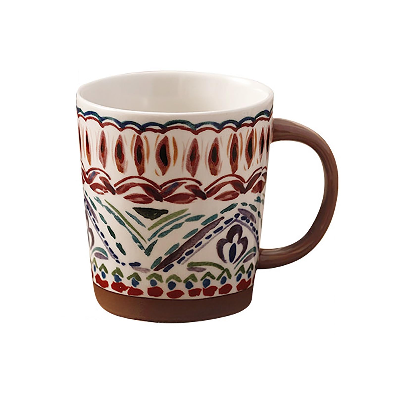 Kreative Handbemalte Kaffe Becher, Trinkbecher mit Henkel, Retro & Stilvoll, Rutschfest & Verbrühungssicher, Ein Tolles Geschenk für Zuhause und Das Büro(Natural4)