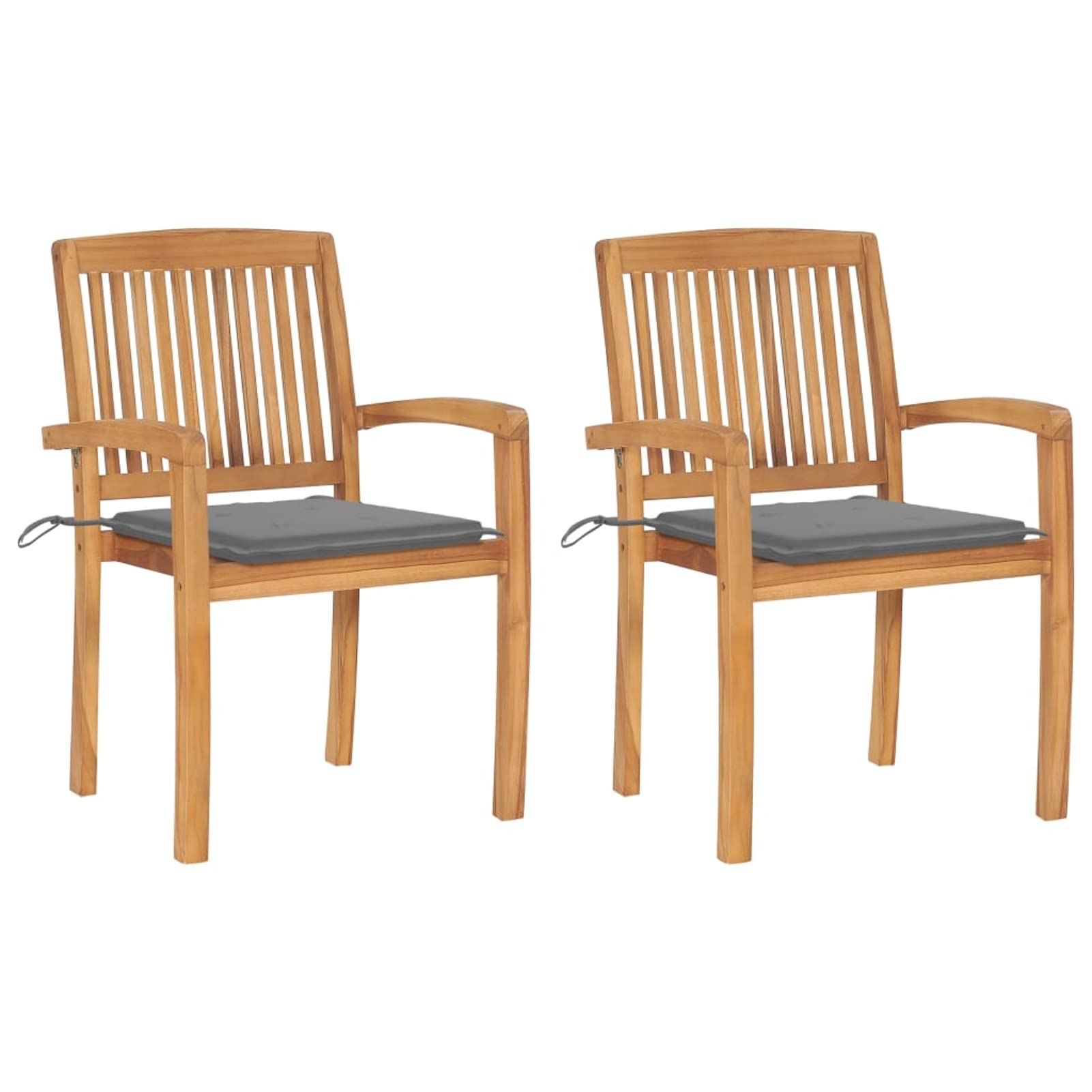 Mobili Sedie da Giardino 2Pezzi con Cuscini Grigi Massello di Teak, Sedie da Esterno, Sedie da Pranzo, Arredo Seggiole Giardino Arredi da Esterni Patio Terrazzo Arredamento Decor Casa