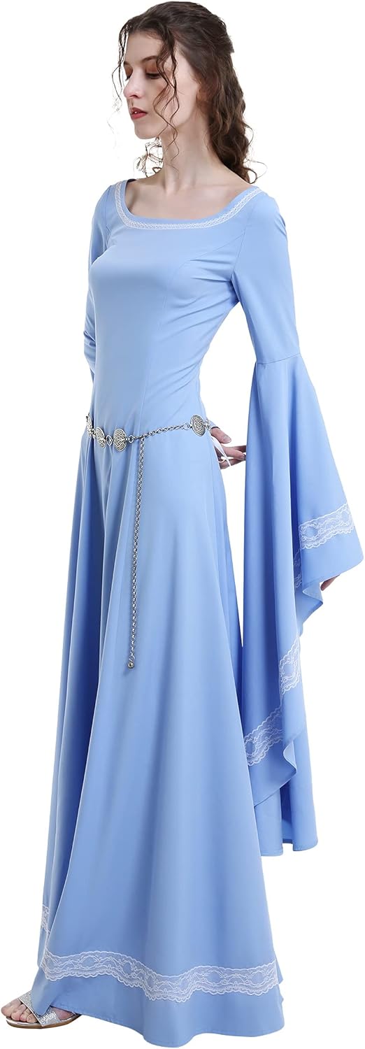 Renaissance Dress Gown for Women - Medieval Dress with Lace Decoration for Halloween Party or Renaissance Fair - Image 2