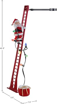 Mr. Christmas Super Climber Musical Animated Christmas Decoration, 42 Inches, Plush White Santa Claus