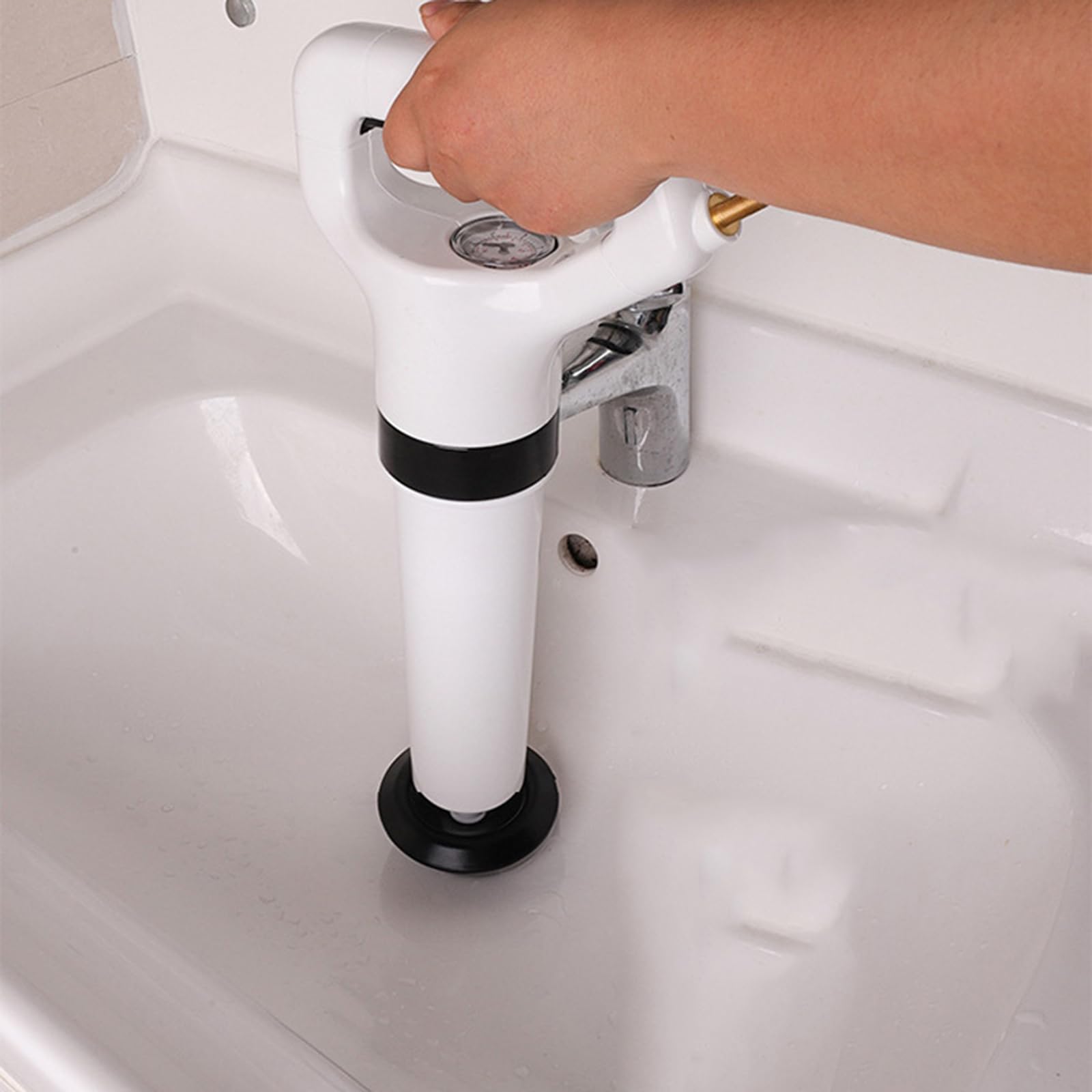 Pompa Stura scarichi a Pressione Stantuffo per WC Sturalavandini a Pressione Sturatubi ad Aria Compressa2 in 1 Stura WC per Disintasare WC/Lavello/Vasca/Scarico a Pavimento