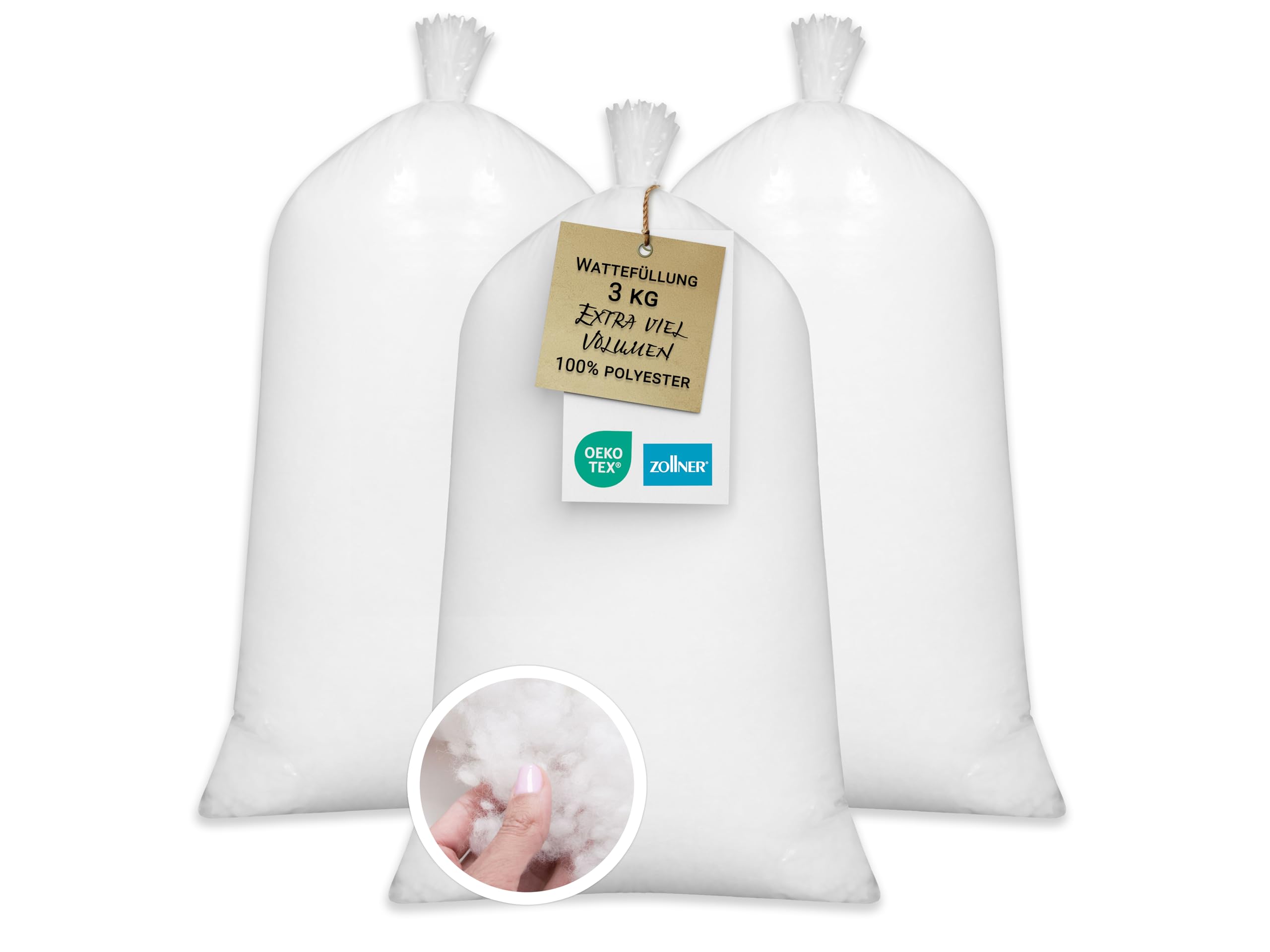 ZOLLNER Füllmaterial Kissen, 3kg, Polyesterhohlfaser Flocken, weiß