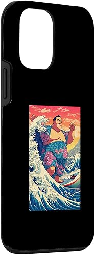 Miniatura 30 de iPhone 11 Pro Funny Sumo Wrestler Surfing on Kanagawa Great Wave Case