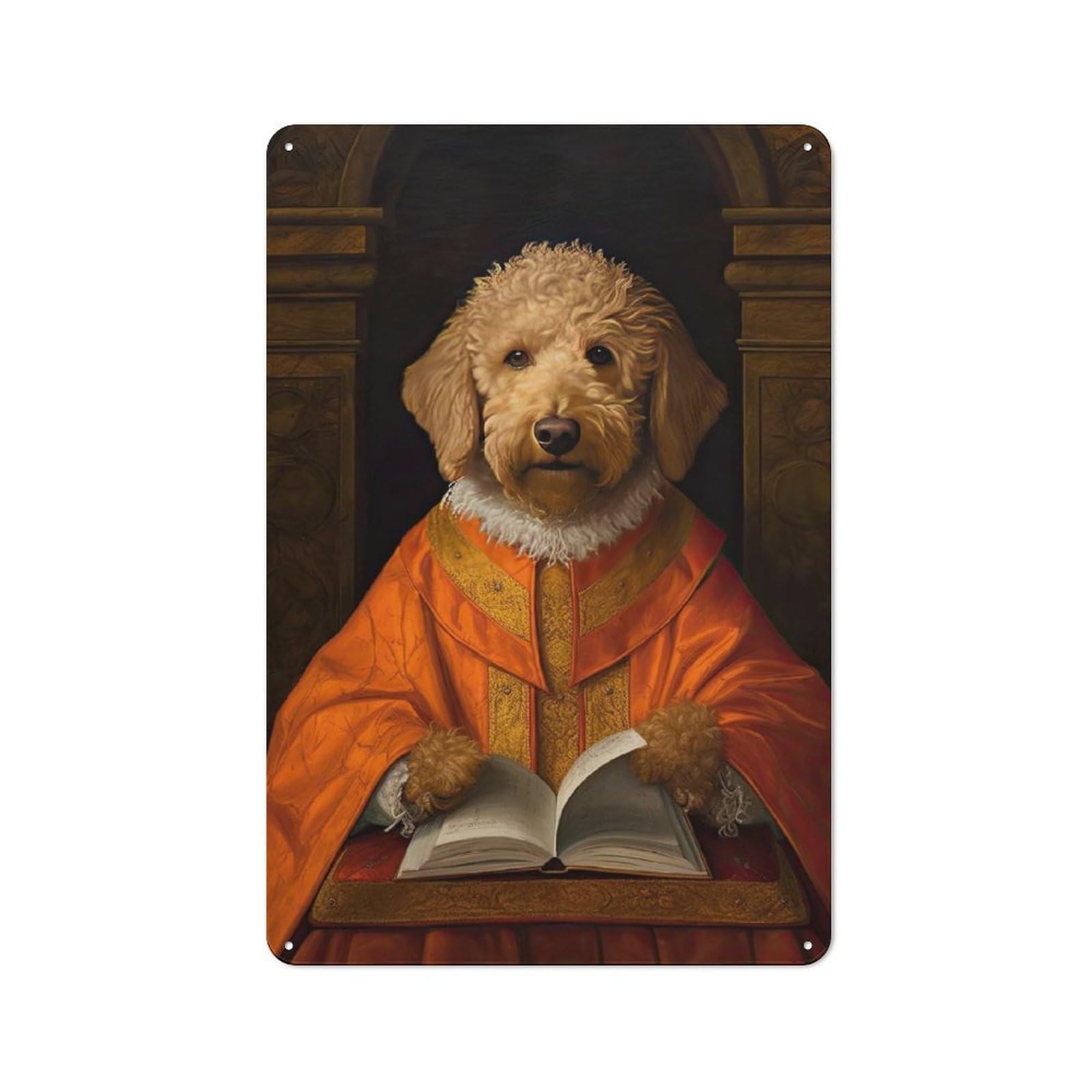Modern Retro Goldendoodle The Pope Metal Wall Art Sign 30x20cm, Studio Wall Art for Modern Home, Workshop, Office Or Cafe
