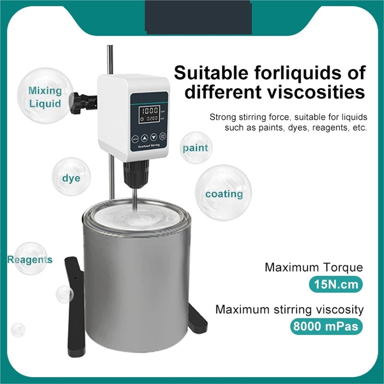 Homogeneizador, Agitador de laboratorio con pantalla digital, mezclador eléctrico altura, equipo, 5/10 l, 1200 rpm, OS-10S(OS-5E(5L))