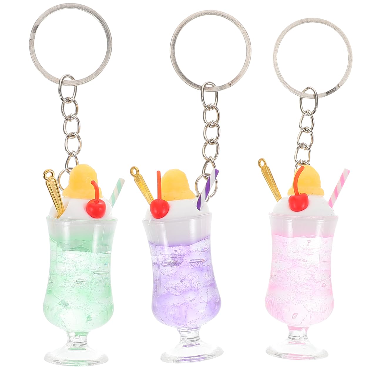 [iplusmile] 3pcs Multifunctional Mini Fruit Tea Ice Charm Keychain Realistic Transparent Durable Liquid Motif Pen for Accessories Jewelry : Clothing, Shoes & Jewelry