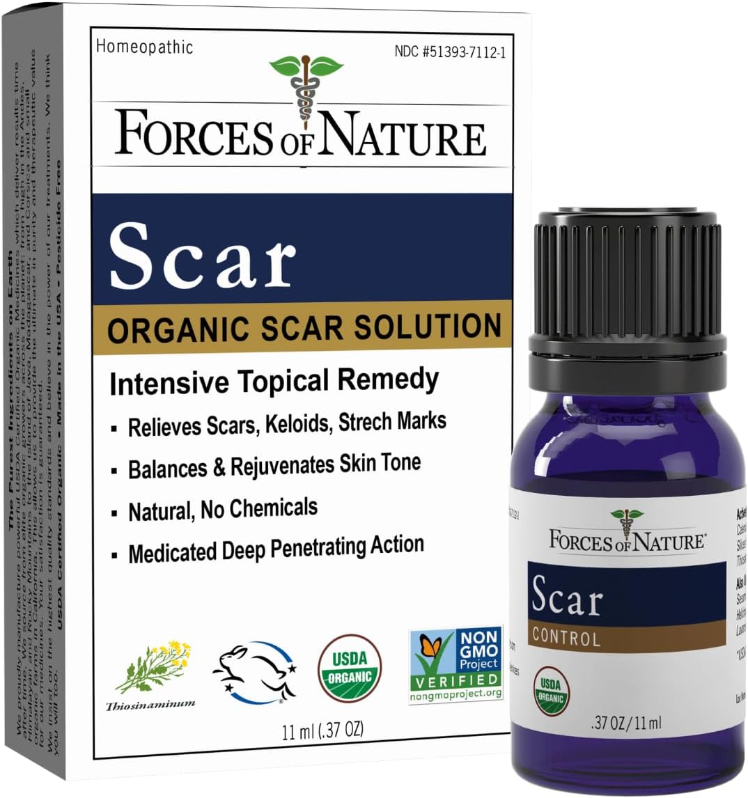 Natural, Organic Scar Treatment (11ml) Non GMO, No Chemicals -Reduce Appearance of Scars Associated with Keloids, Surgery, Atrophic Acne, Burns, Hypertrophic Injuries, Stretch Marks