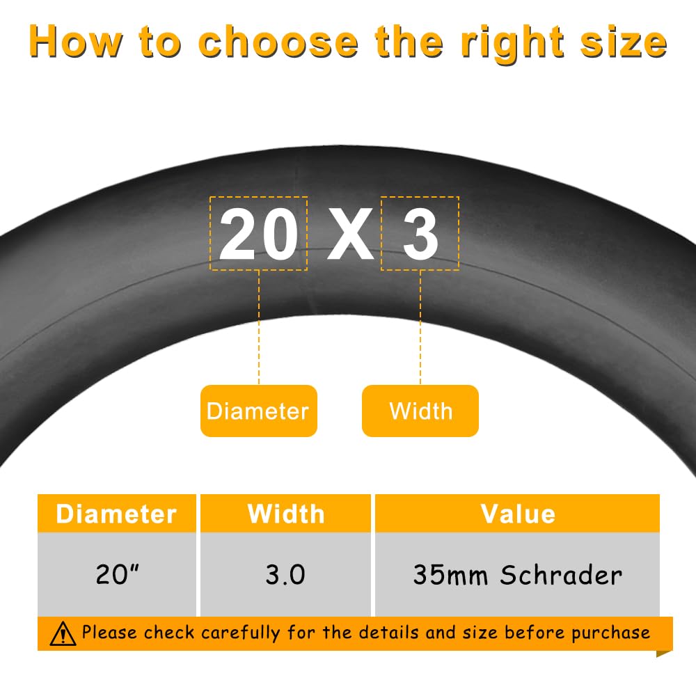 dętki rowerowe 20 x 3,0, pogrubione, 20 cali, z 2 łyżkami do opon, zapasowe dętki do opon MTB/Bike Tires