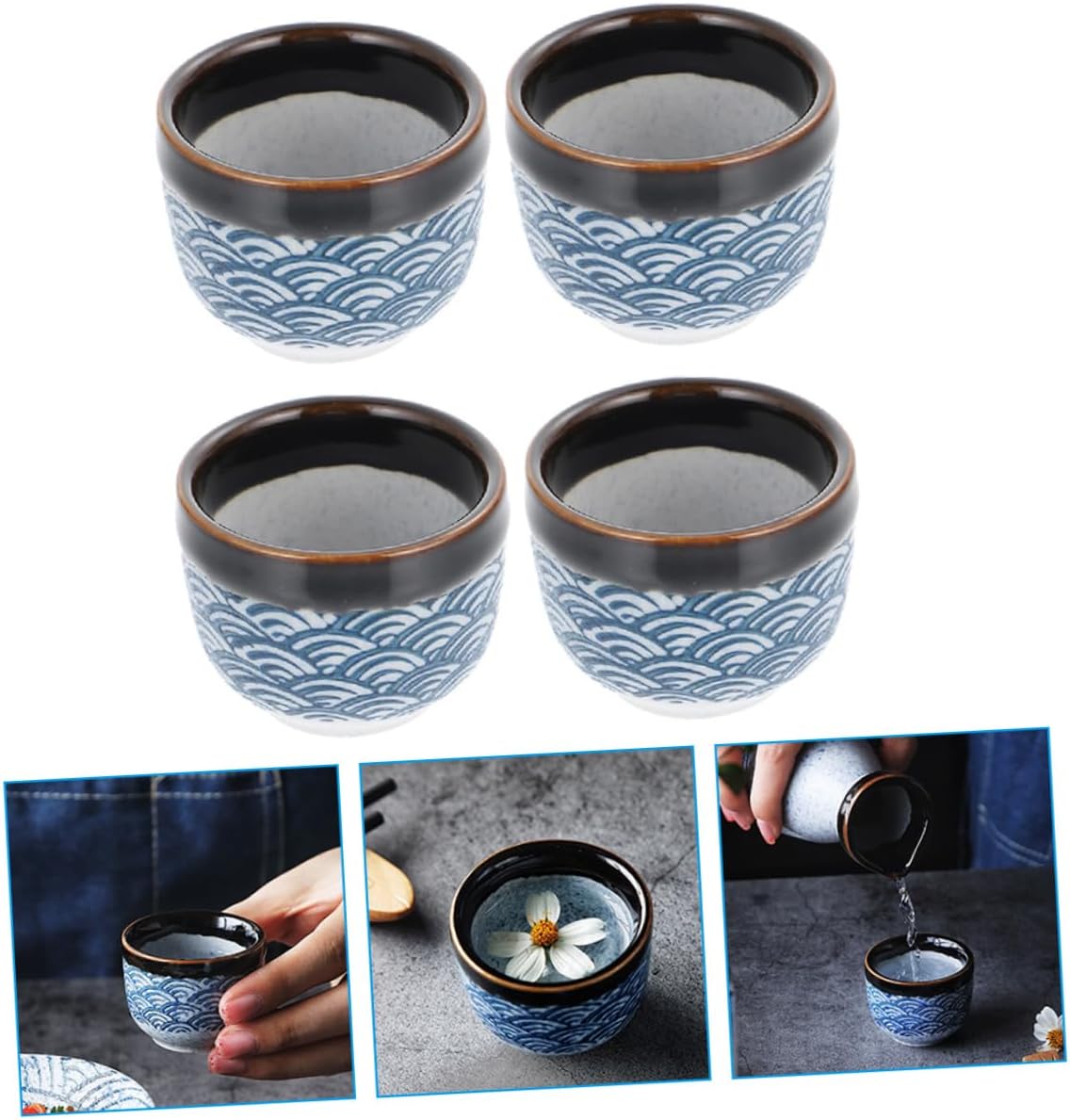Sake Cups,Traditional Sake Cup,Ceramic Wine Glasses, Wine Glass dinnerware+Sets Mini Tea Cups Decorative Tea Cups Wine Cup Ceramics Sake Cup Kit Cups Water Cup Glazed Shot Glass