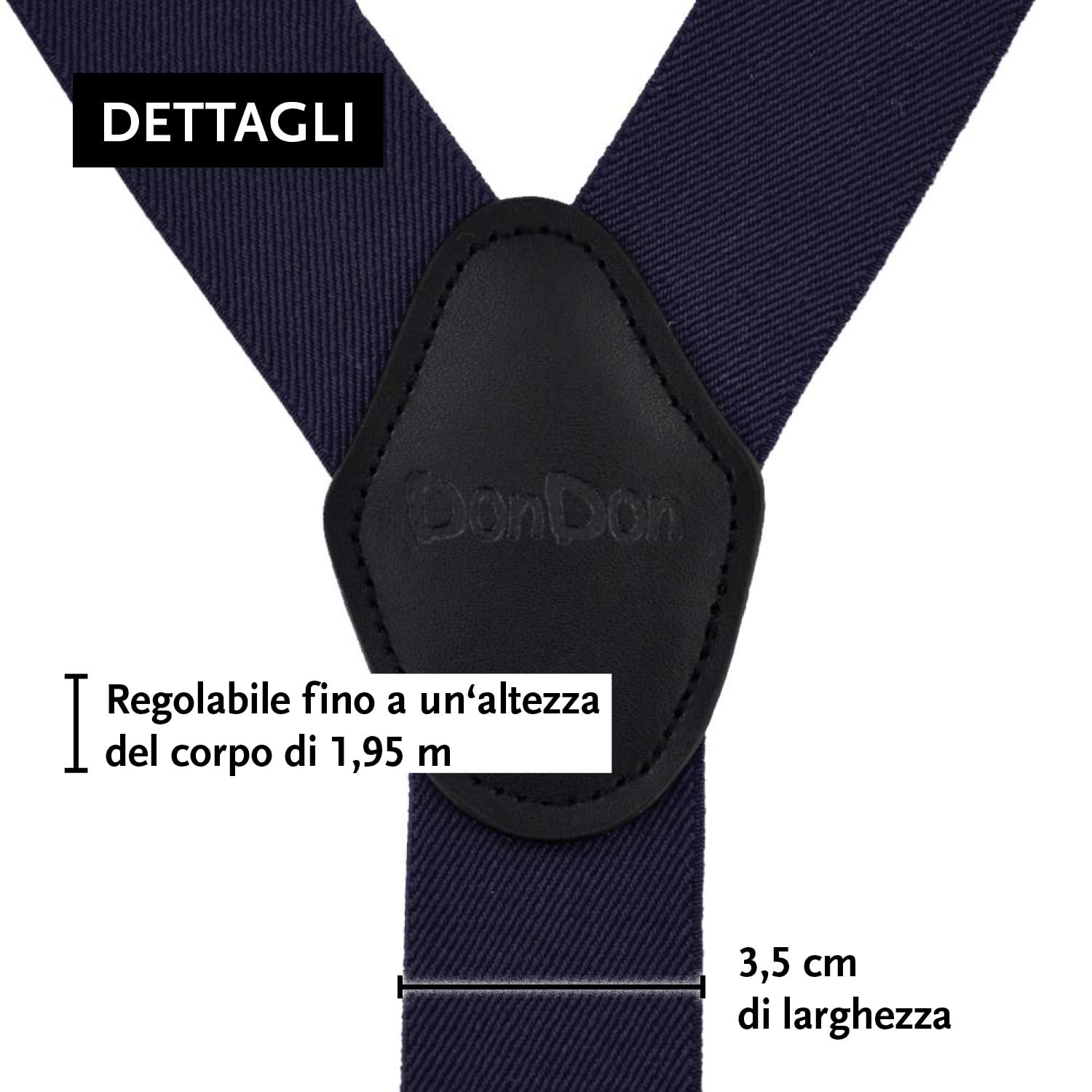 DonDon Bretelle uomo eleganti Bretelle uomo lavoro extra forte clip larghe 3,5 cm