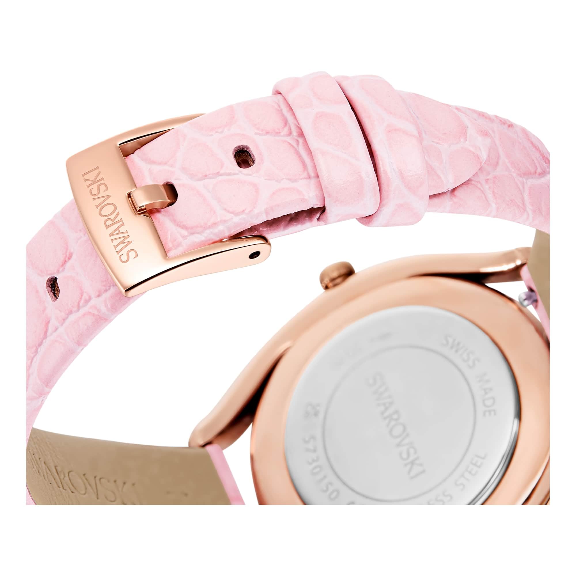 Swarovski Crystalline Kollektion Aura Uhr, Swiss Made, Lederarmband