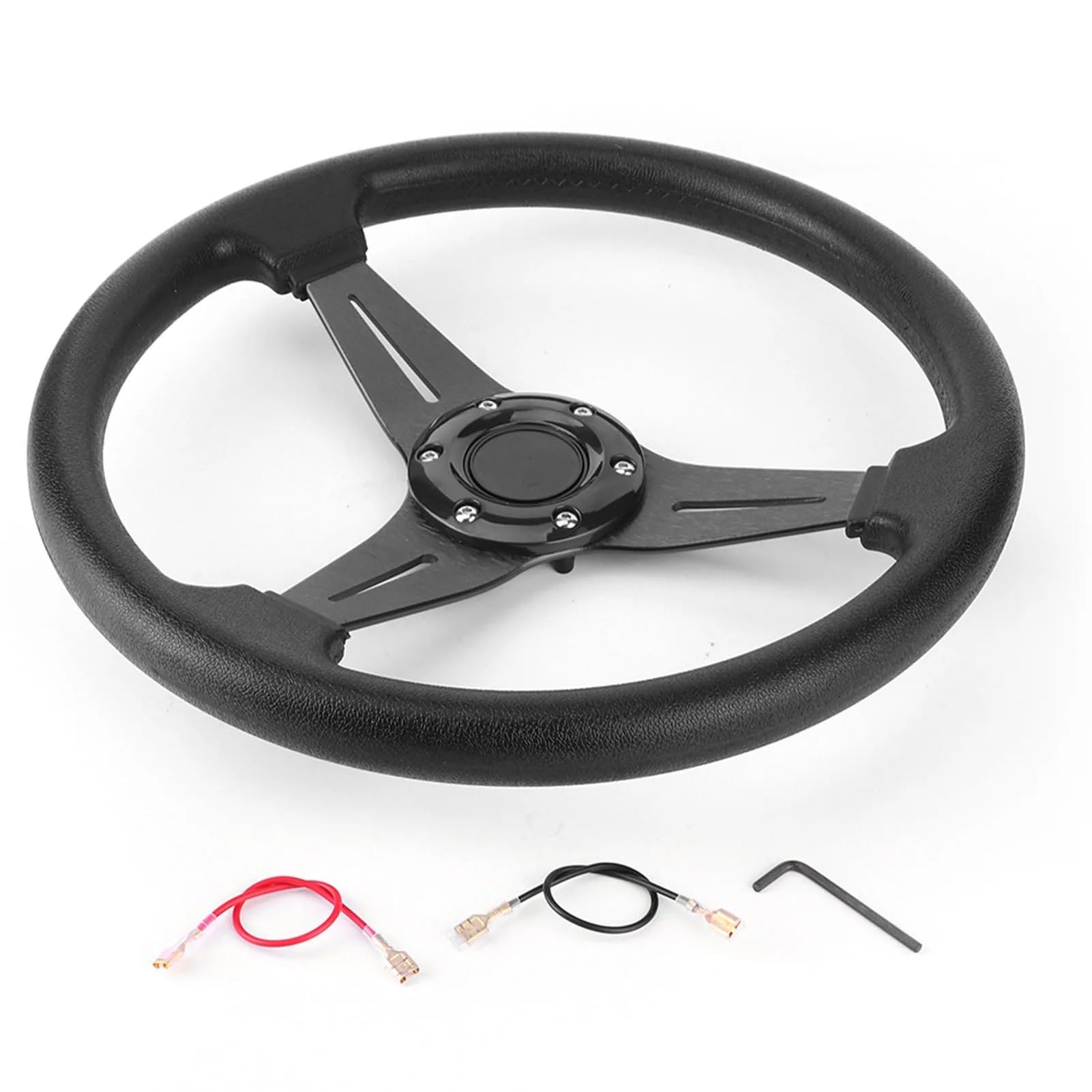Volante da Corsa Universale,Volante Sportivo Auto da corsa 350 mm/14 pollici drift confortevole(Black)