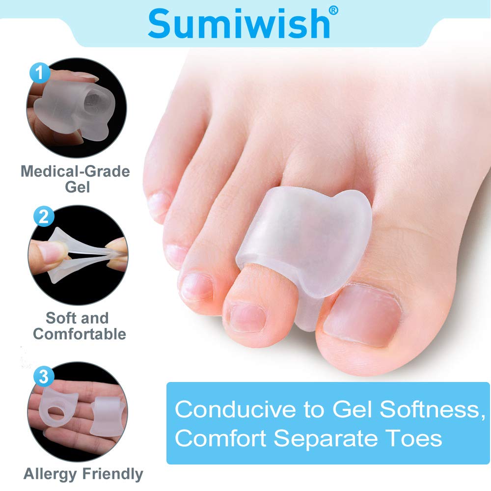 Sumiwish Bunion Corrector, Toe Spacer, Gel Toe Separators, Overlapping Toe Correction with Loop, Toe Straightener, Great for Bunion Pain Relief (5 Pairs/10 PCS) 3
