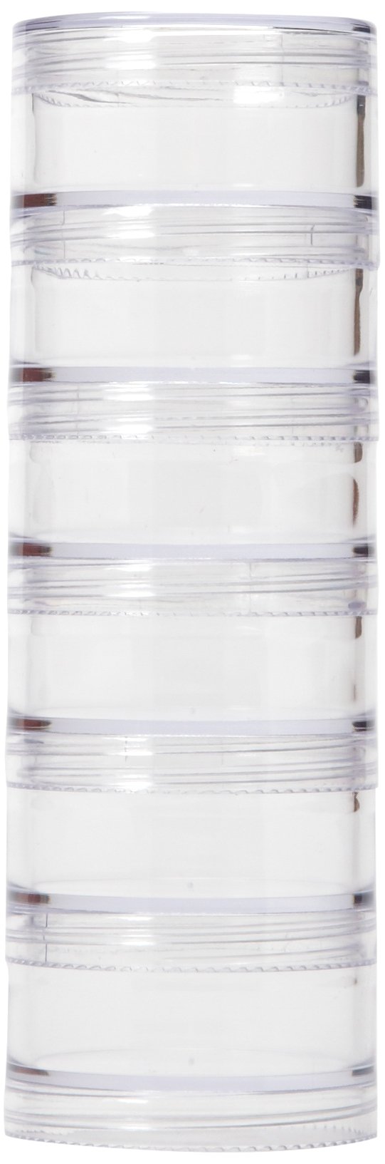 Paylak CTNB110 Storage Box with 6 Stackable Clear Round Containers for Crafts and Small Items