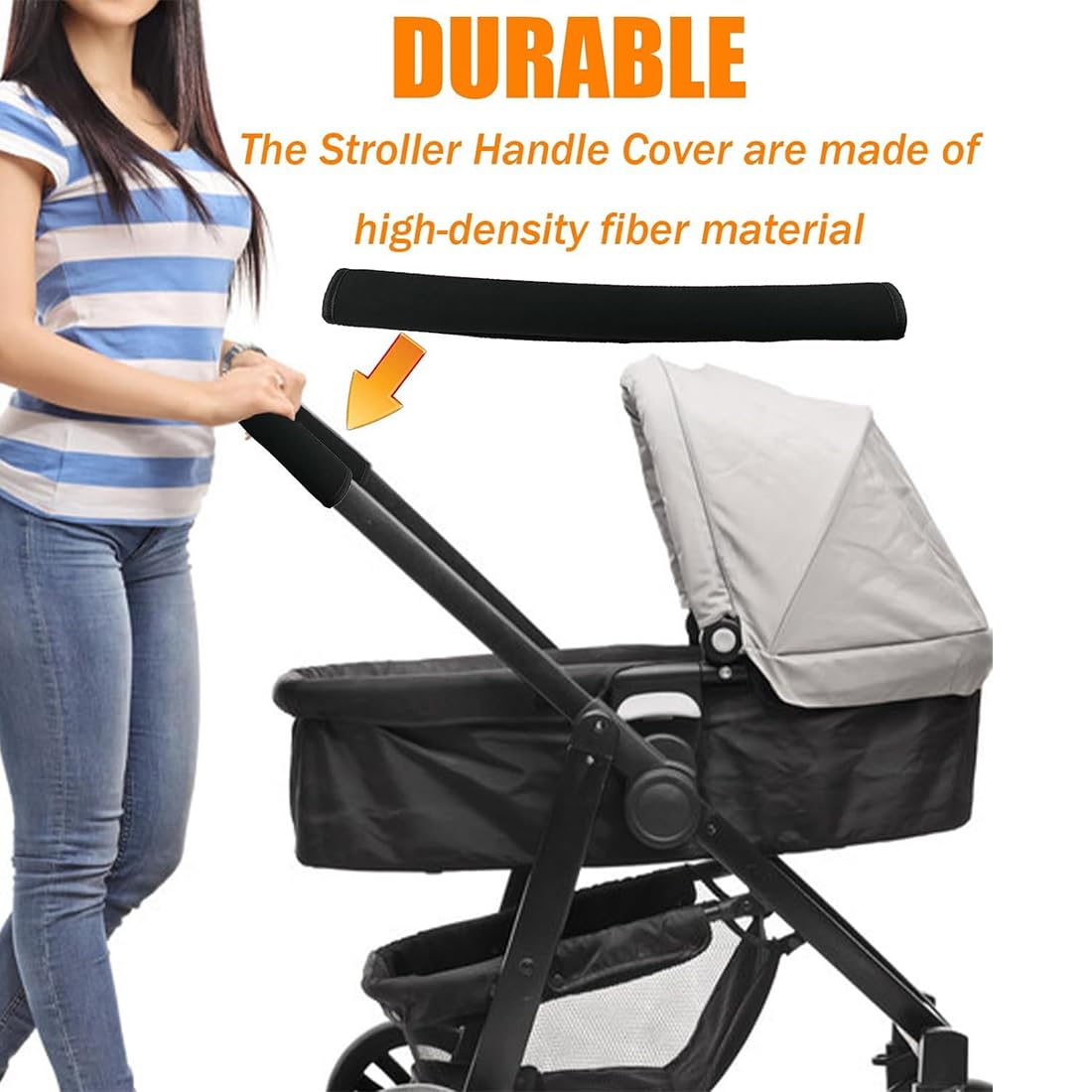 1 Pezzi Copri Maniglia Passeggino, Coperture Per Maniglie In Pelle Pu Antipolvere, Accessori Passeggino, 48 * 16Cm