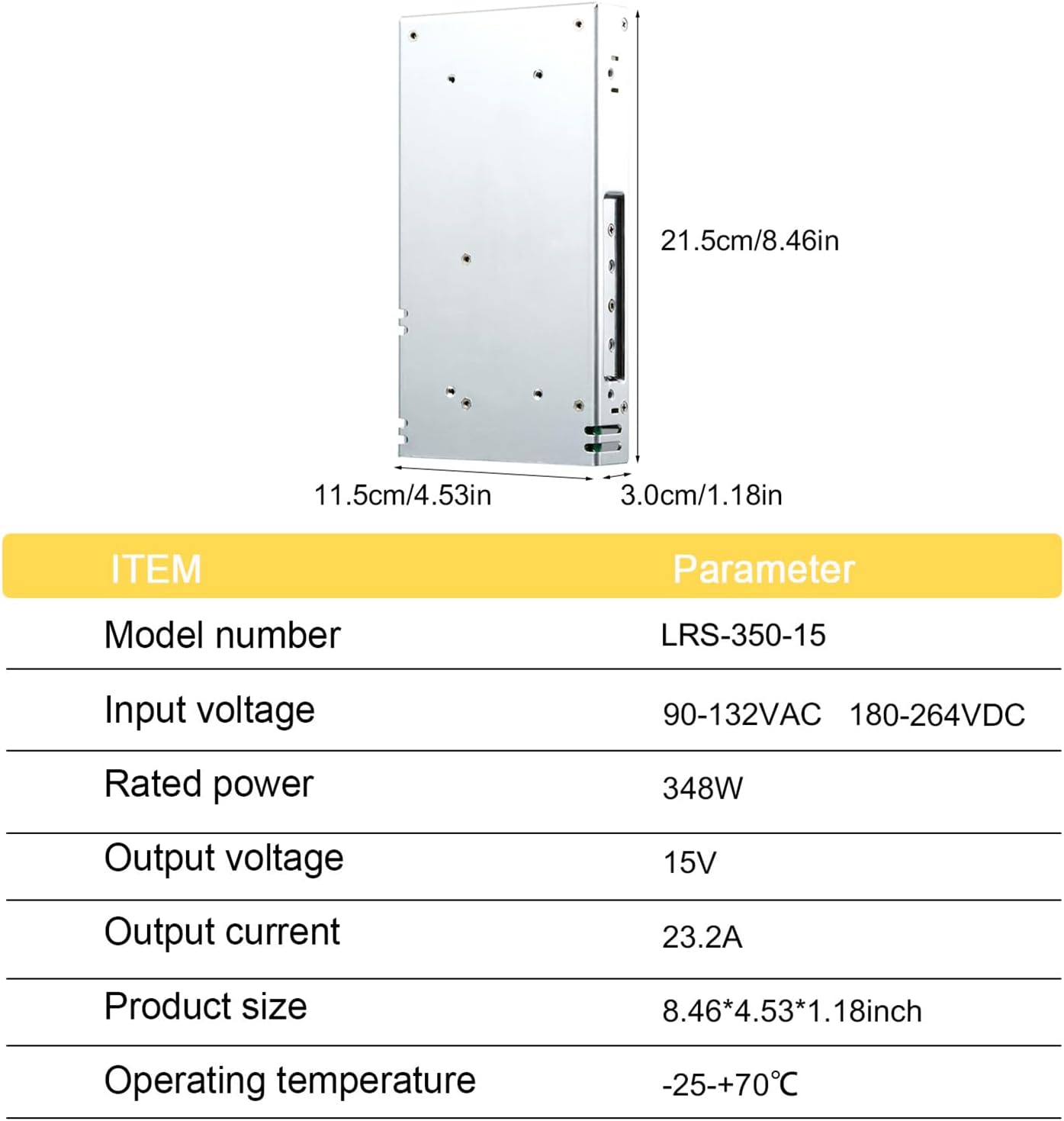 LRS-350-15 15V 23.2A 350W Single Output Industrial Switching Power Supply High Efficiency for LED Signage Industrial Automation Telecom Equipment