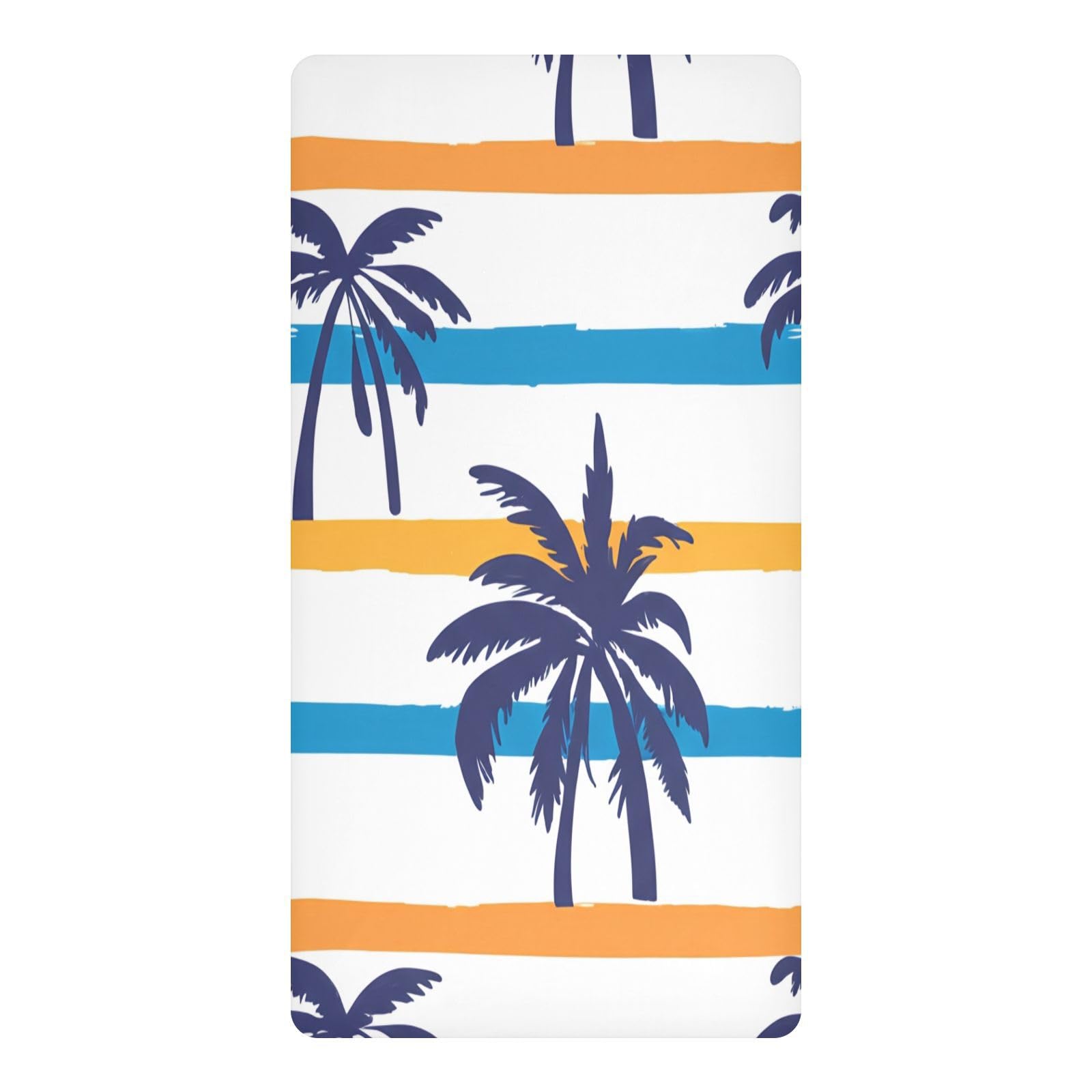 JiangGgen Coconut Tree Stripes Baby Crib Sheet Soft Breathable for Standard Crib-M