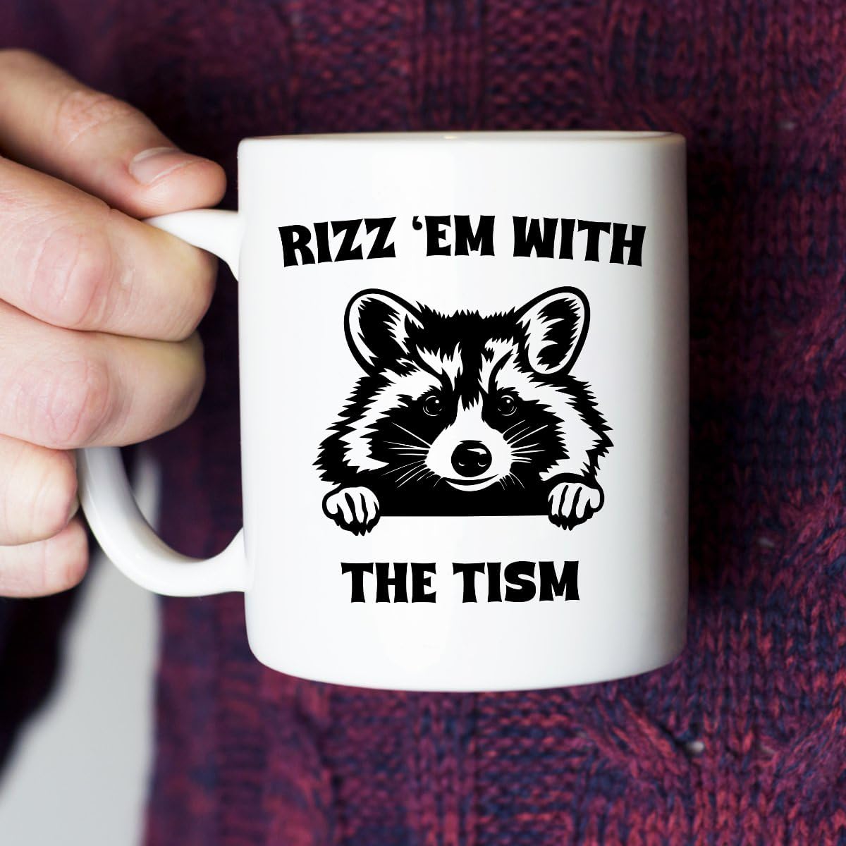 Gelid Rizz 'Em With The Tism Mug - Funny Raccoon Meme Gag Gifts For For Men Women Boyfriend Girlfriend - Autism Awareness Birthday Present For Him Her Best Friend - 11oz White Coffee Tea Cup - Image 7