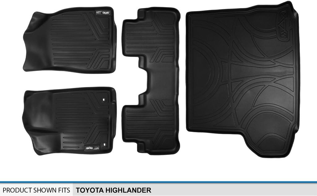 SMARTLINER Custom Fit Floor Mats 2 Rows and Cargo Liner Behind 2nd Row Set for 2014-2019 Toyota Highlander
