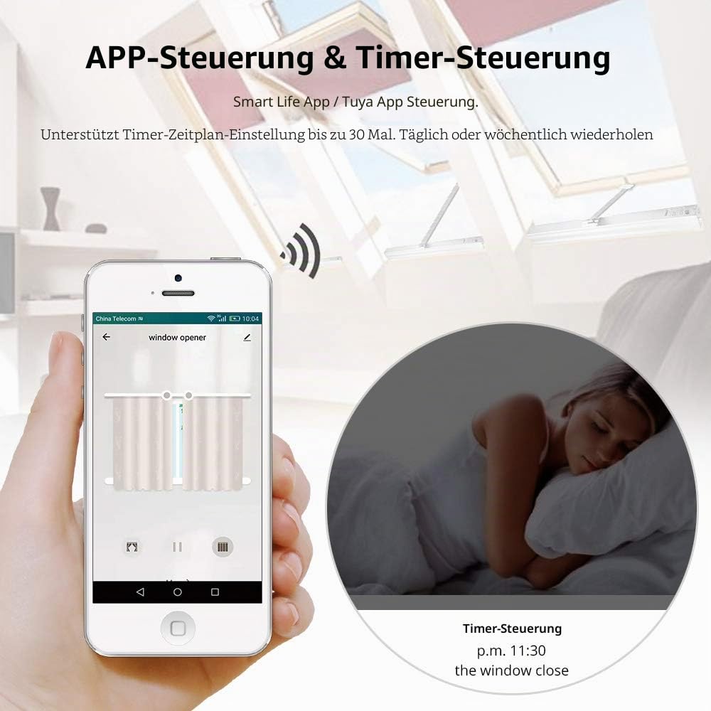 zemismart Zigbee Automatischer elektrischer Fensteröffner, intelligenter Kettenfensterschiebermotor, Fernbedienung funktioniert mit Homkeit ZMHK01/Matter M1 Hub(Fensteröffner,300mm)