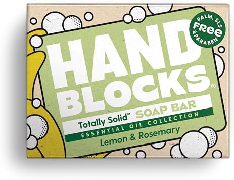 Hand Blocks Lemon & Rosemary - Cold Processed Natural Soap Bars - Plastic, Palm, SLS, SLES & Paraben Free