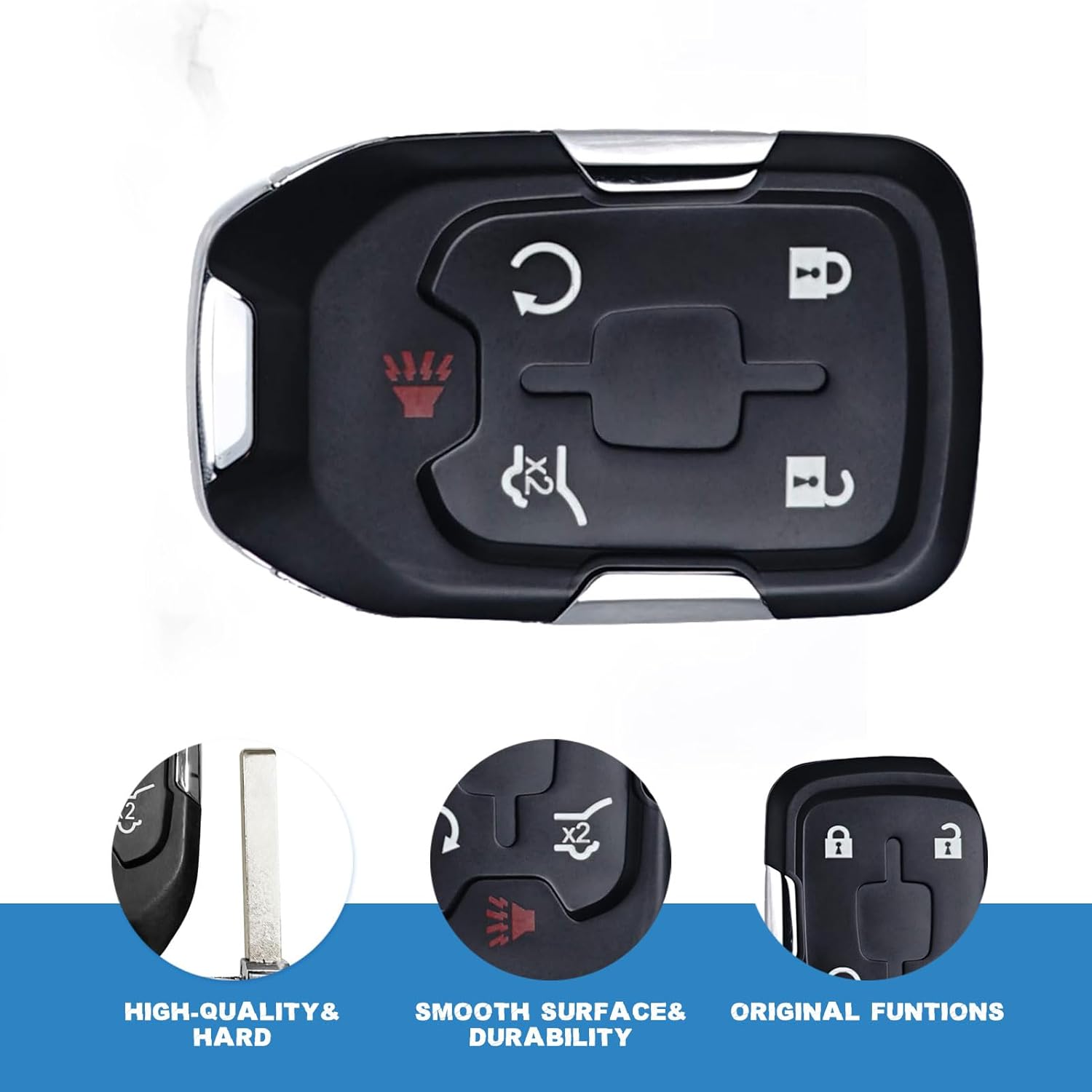 Key Fob Replacement Fits for GMC Acadia 2017 2018 2019 2020 Push Start 5 Button Smart Proximity Keyless Entry Remote Start Control 13508275 HYQ1EA (Set of 2)