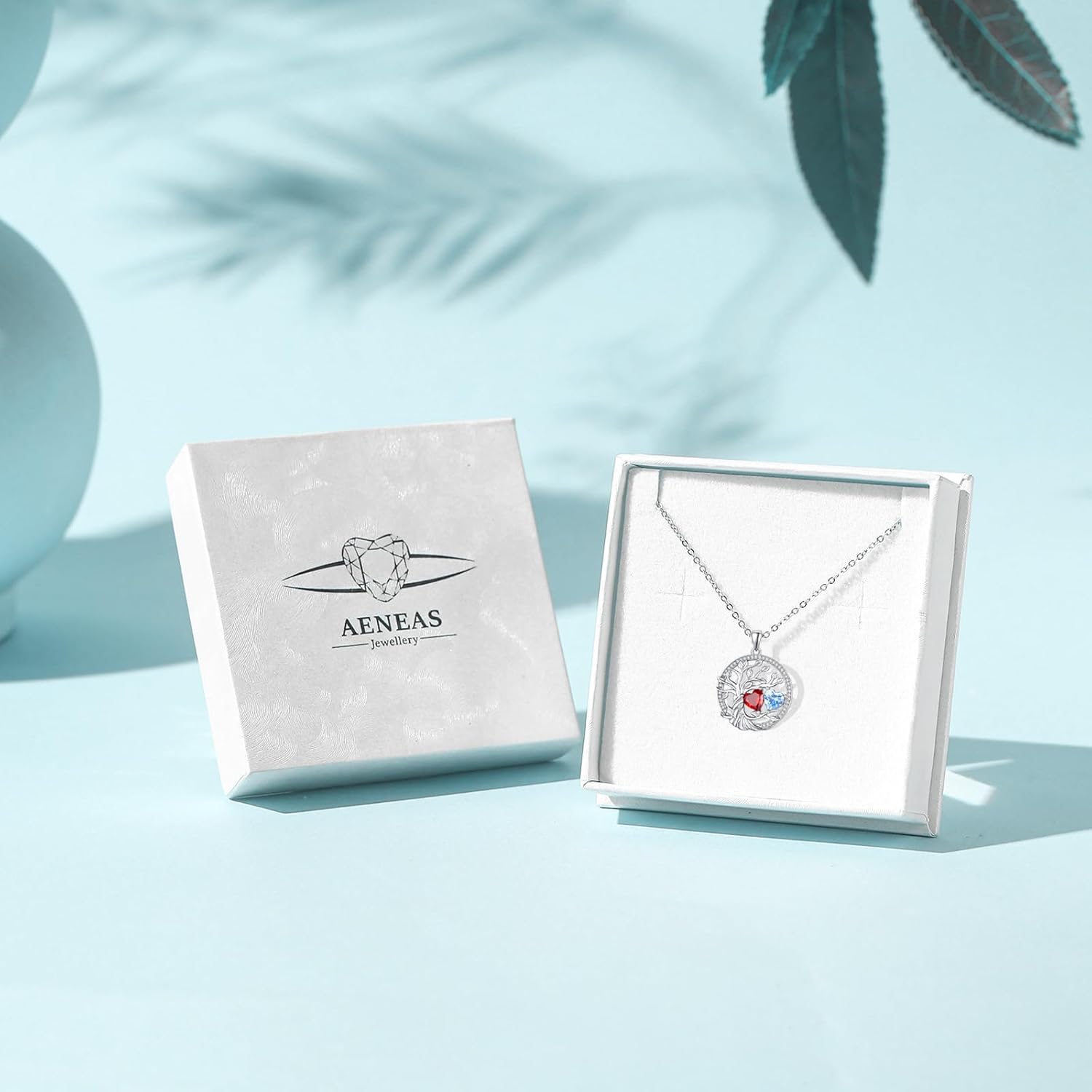 AENEAS Tree of Life Necklace with 2 Birthstone Sterling Silver Tree of Life Pendant Jewelry Gifts for Women - Image 6