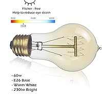 Vista 3 de Jslinter Pack de 6 bombillas Edison de 60 W, bombillas incandescentes A19 antiguas, vintage, de estilo antiguo, E26, regulables, bombillas ámbar